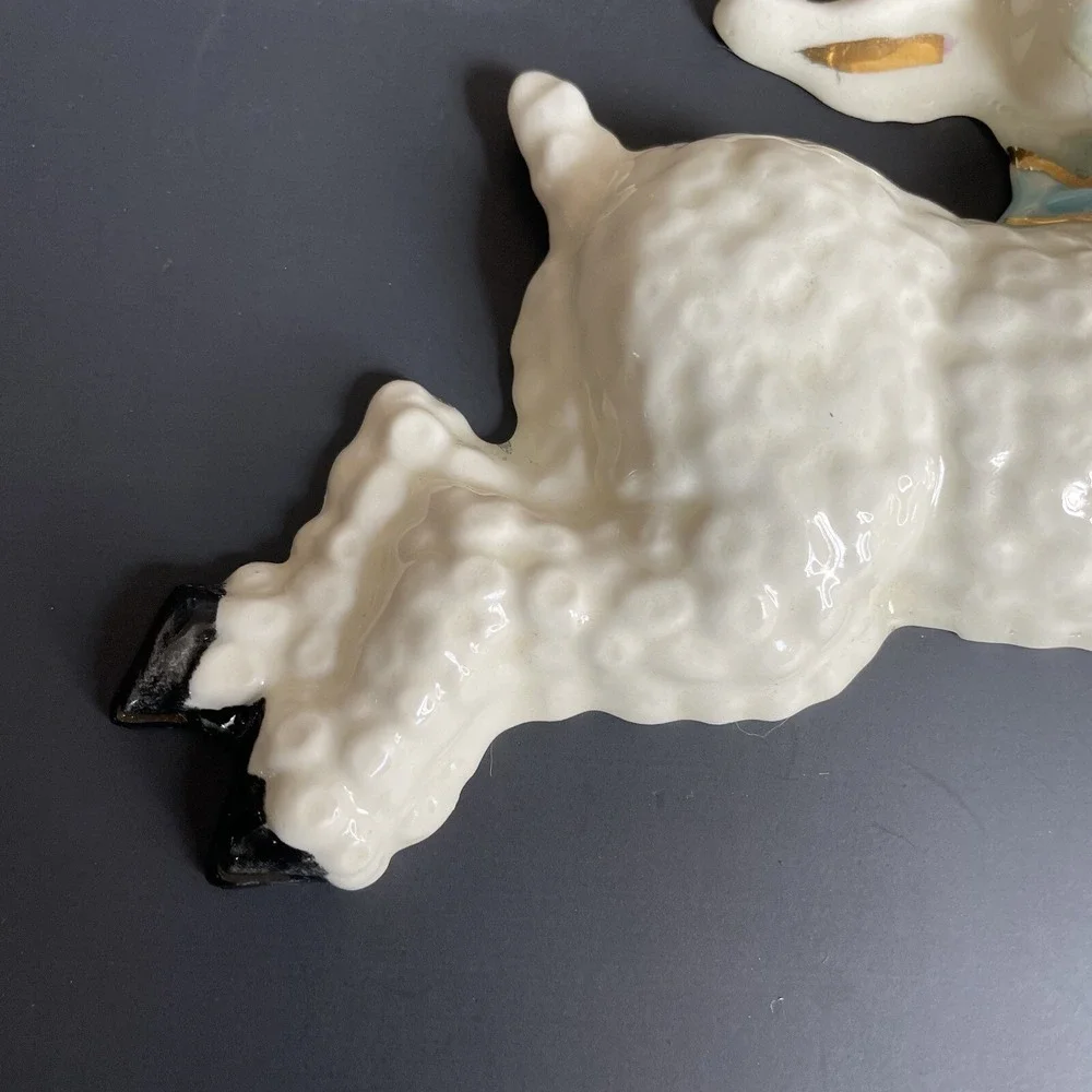 Vtg Nursery Rhyme Little Bo Peep With Her Sheep Ceramic Wall Plaque Hand Painted